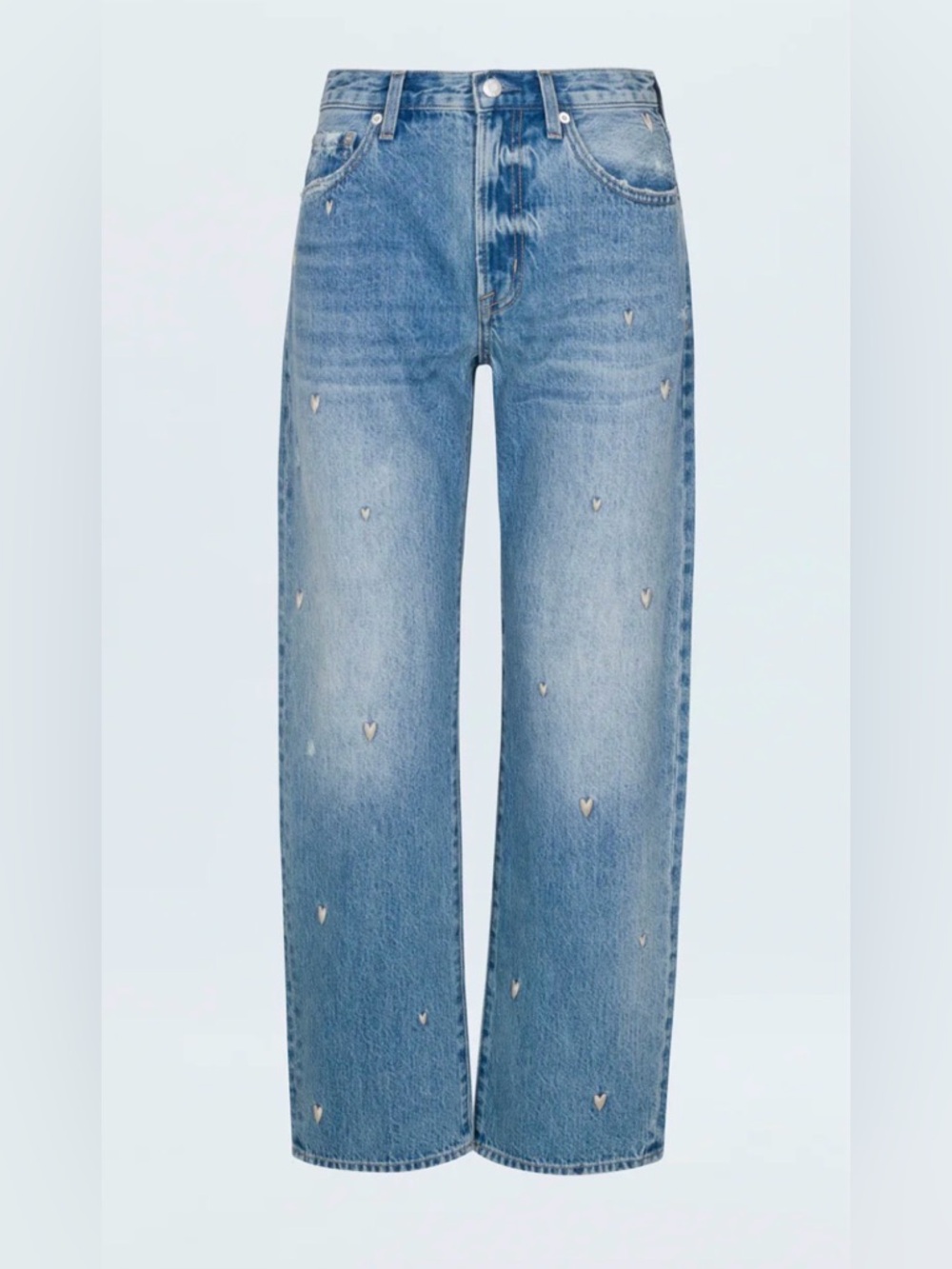 Pistola Lexi Mid Rise Bowed Straight Jeans Confetti Vintage Hearts Size 30 NWT - Picture 4 of 14